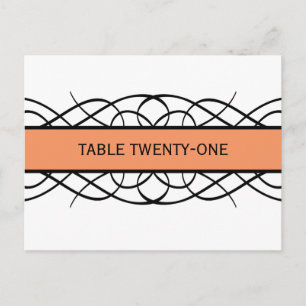 Orange Deco Flourish Table Number Postcard