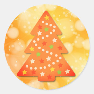 Orange Decorated Christmas Tree Sticker