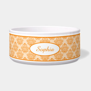 Orange Decorative Damask Pattern With Custom Name