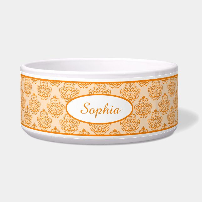 Orange Decorative Damask Pattern With Custom Name (Front)