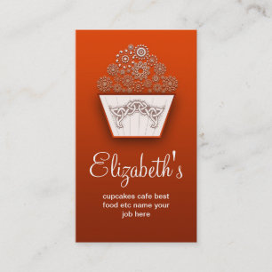 orange decorative modern cupcake business card