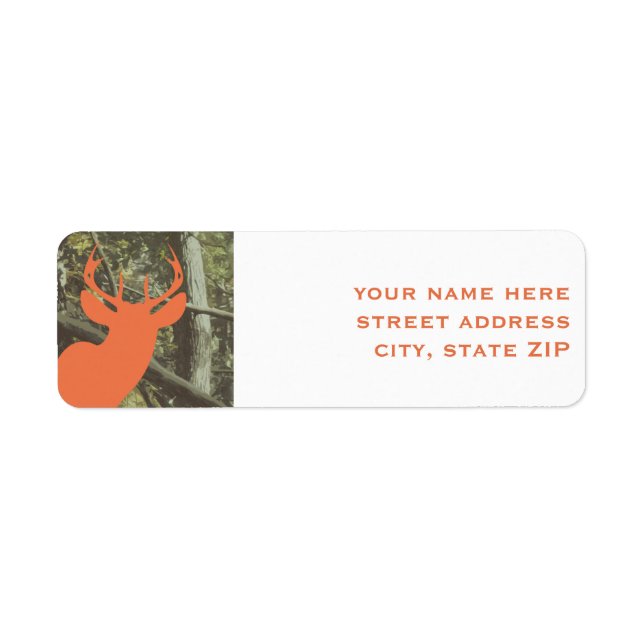 Orange Deer Hunting Camouflage Address Labels (Front)