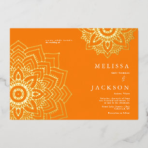 Orange Delicate gold mandala Wedding 