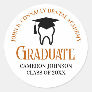 Orange Dental School Custom Dentist Graduation Classic Round Sticker