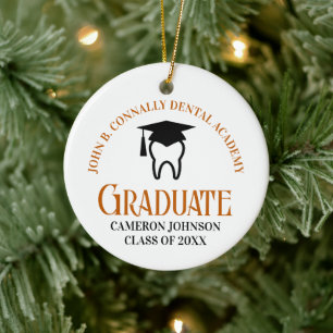 Orange Dental School Custom Graduation Christmas Ceramic Tree Decoration