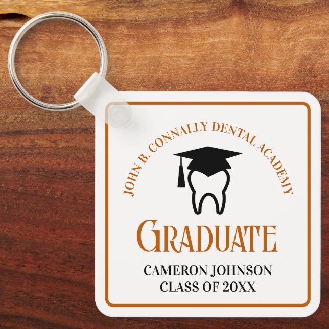 Orange Dental School Custom Graduation Gift Key Ring (Front)