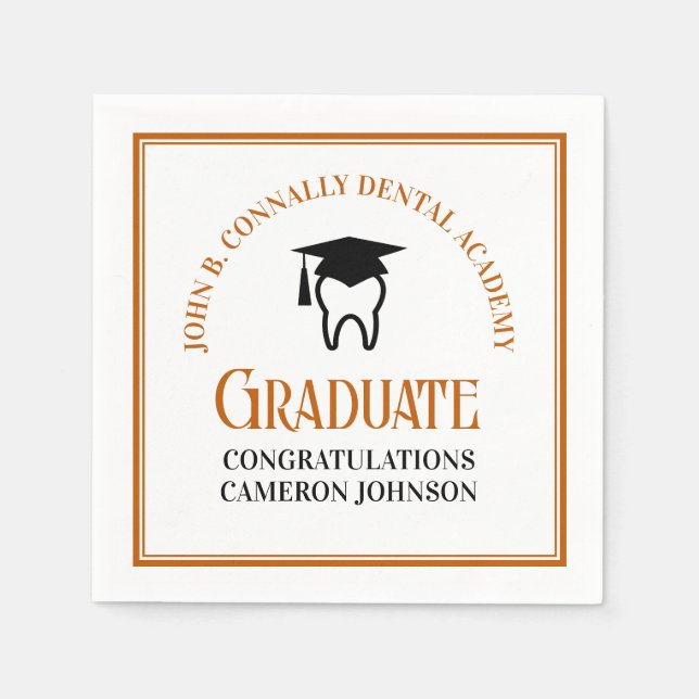 Orange Dental School Custom Graduation Party Napkin (Front)