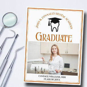 Orange Dental School Photo Custom Graduation Announcement Postcard