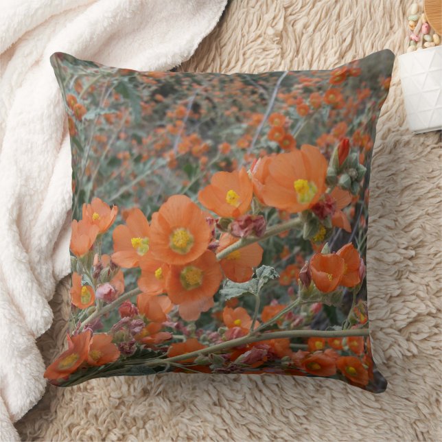 Orange Desert Globemallow Flowers In Bloom Cushion (Blanket)