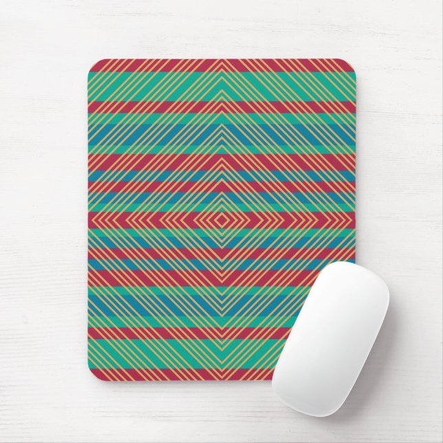 Orange Diamond Blue Red Turquoise Pattern  Mouse Mat (With Mouse)