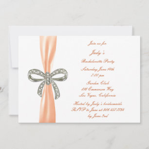 Orange Diamond Bow Bachelorette Party Invitation
