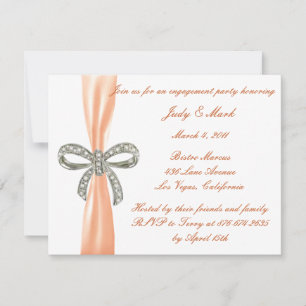 Orange Diamond Bow Engagement Party Invitation