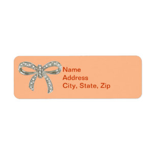 Orange Diamond Bow Wedding Address Labels