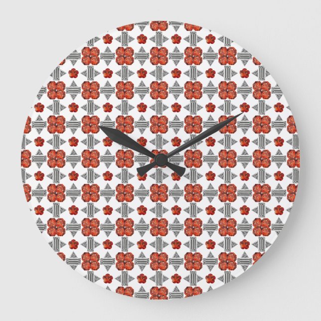 Orange Diamond Gemstone Art, Orange Large Clock (Front)