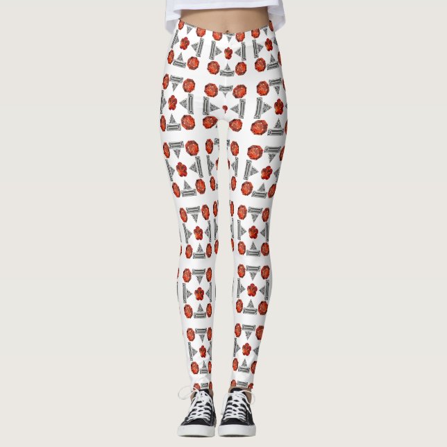 Orange Diamond Gemstone Art, Orange Leggings (Front)