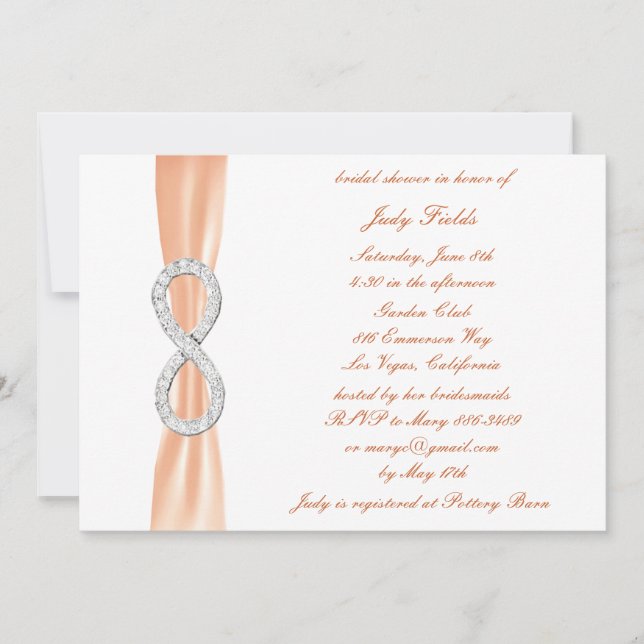Orange Diamond Infinity Bridal Shower Invitation (Front)