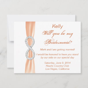 Orange Diamond Infinity Wedding Bridesmaid Card