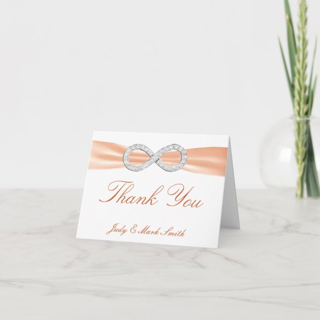 Orange Diamond Infinity Wedding Thank You Card (Front)