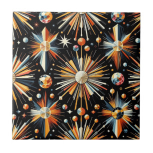 Orange Diamond Mid Century Modern  Tile
