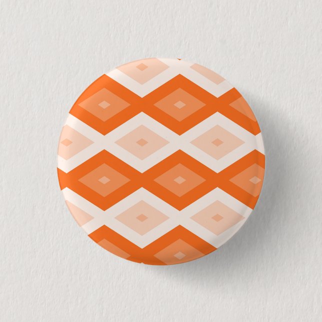Orange diamond pattern 3 cm round badge (Front)