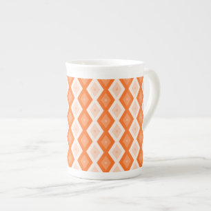 Orange diamond pattern bone china mug