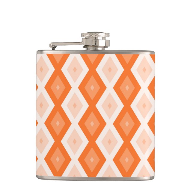 Orange diamond pattern hip flask (Front)