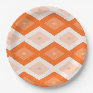 Orange diamond pattern paper plate