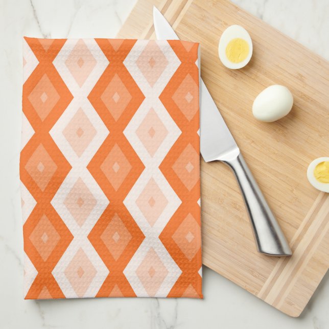 Orange diamond pattern tea towel (Quarter Fold)
