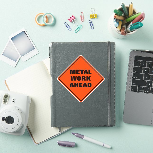 Orange diamond road caution sign metal work ahead  (iPad Cover)