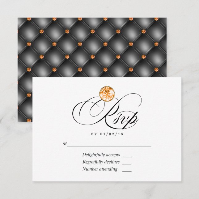Orange Diamond Wedding RSVP Card (Front/Back)