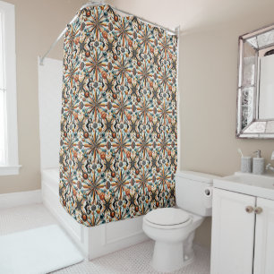 Orange Diamonds Mid Century Modern Shower Curtain