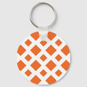 Orange Diamonds on White Key Ring