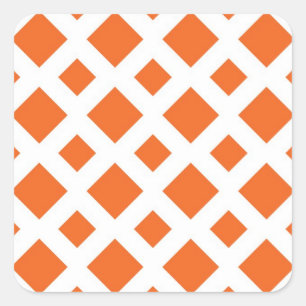 Orange Diamonds on White Square Sticker