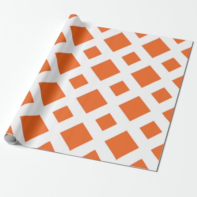 Orange Diamonds on White Wrapping Paper (Unrolled)