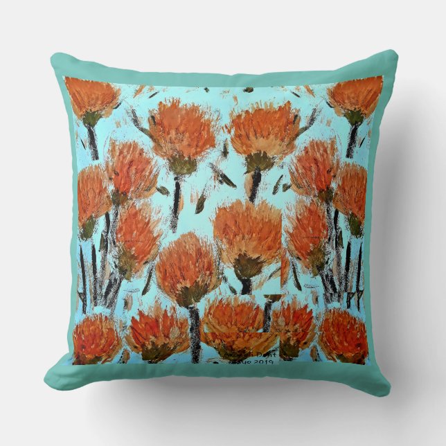 Orange Dianthus  caryophyllus Throw Cushion 51 x 5 (Front)