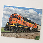 Orange Diesel Locomotive Train Engine Railroad Jigsaw Puzzle<br><div class="desc">Orange Black Diesel Loco Train Puzzle - see my store for more great Train Gifts</div>