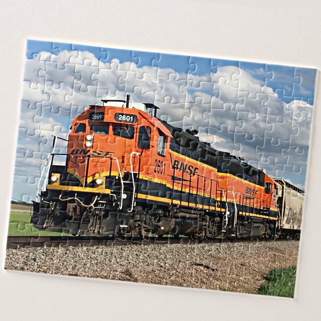 Orange Diesel Locomotive Train Engine Railroad Jigsaw Puzzle (Creator Uploaded)