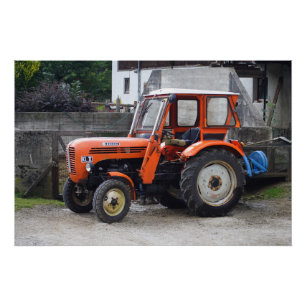 Orange Diesel Tractor Steyr KL II Poster
