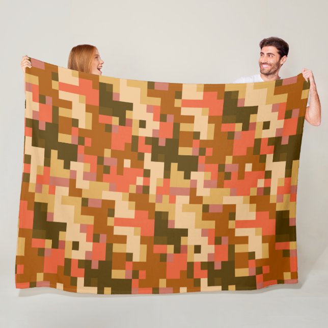 Orange Digital Camouflage Fleece Blanket (In Situ)