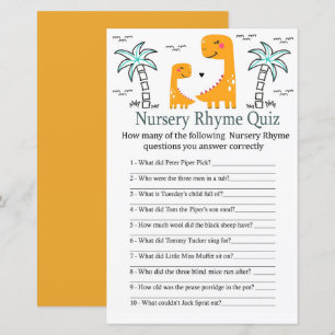 Orange Dino Nursery Rhyme Quiz baby shower game