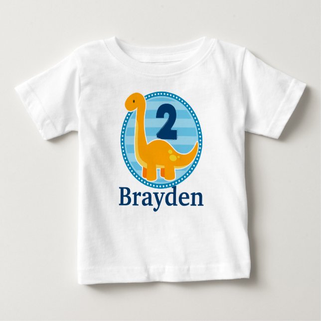 Orange Dinosaur Birthday Shirt for Kids (Front)