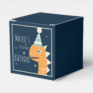 Orange Dinosaur Birthday Thank You Party Square Favour Box