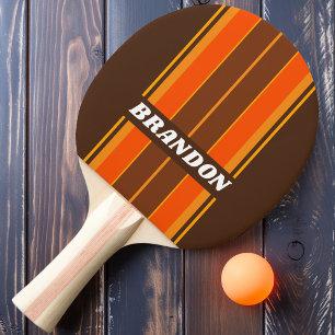 Orange Dirt Board Stripes with Name Ping Pong Paddle
