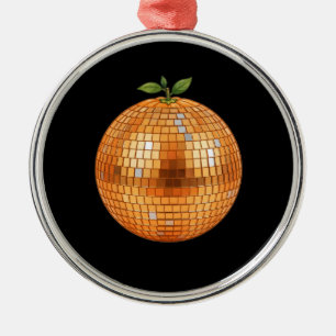 Orange Disco Ball Metal Tree Decoration