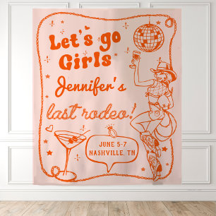 Orange Disco Cowgirl Rodeo Bachelorette Weekend Tapestry