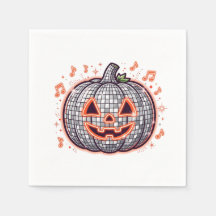 Orange Disco Pumpkin Halloween Paper Napkins