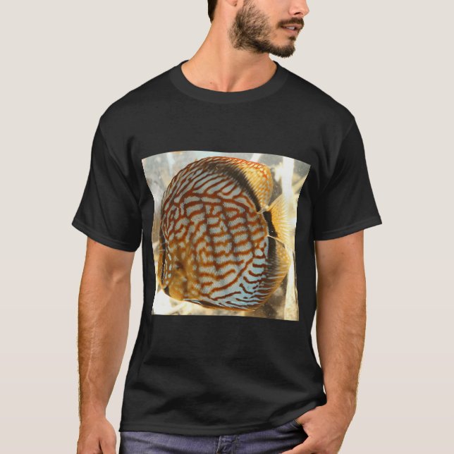 Orange Discus Fish Print T-Shirt (Front)