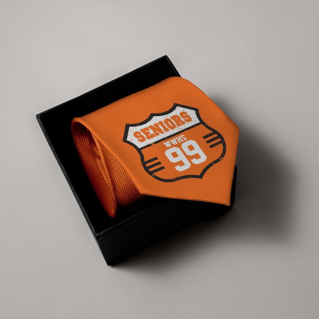 Orange Distressed Seniors Road Sign Tie (Creator Uploaded)