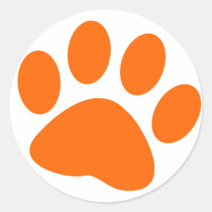 Orange Dog Animal Paw Print Classic Round Sticker