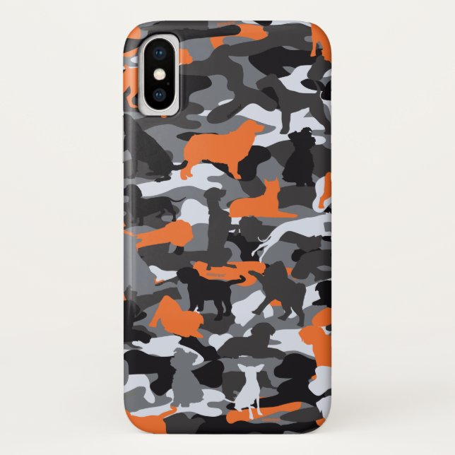 Orange Dog & Bone Camo iPhone Case (Back)